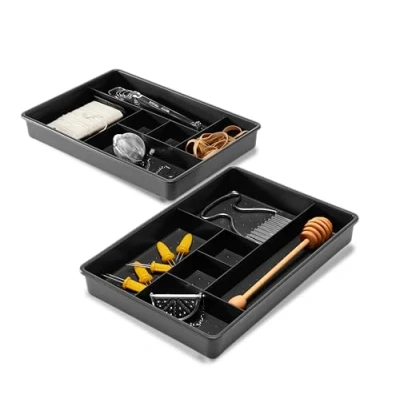Image of madesmart Drawer, 12, Multi Purpose Home Organization, PremiumGranite, 6 Compartment Set