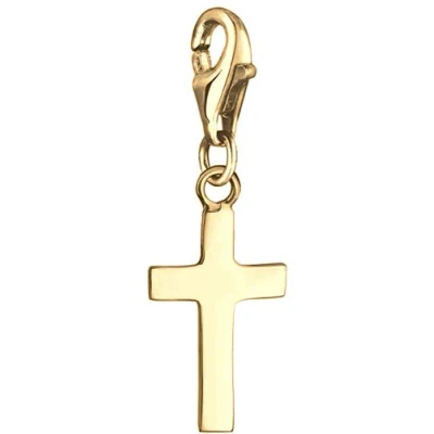 Image of Nenalina 0401282119 Women&#039;s Cross Charm Gold Plated 925 Sterling Silver Suitable for All Standard Bracelets and