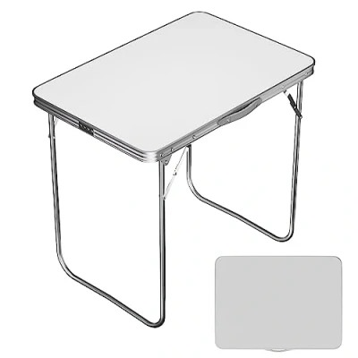 Image of EFAN Aluminum Alloy Folding Table, Portable Camping Office Foldable Lightweight Garden for Indoor Outdoor Party Picnic Barbecue Dining, White(80x60x69cm)