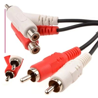 Image of kenable Stackable 2 x RCA Phonos to Audio Cable 1m [1 metres]