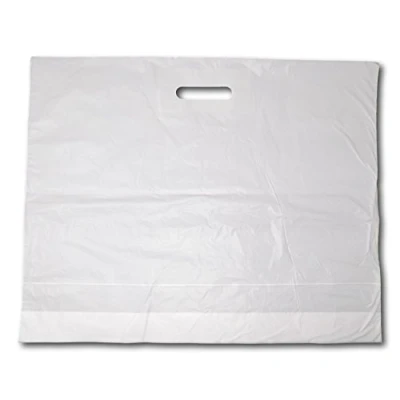 Image of 100 x Extra Large 22&quot; 18&quot; 3&quot; Very Strong Plain White Patch Handle Gift Retail Shopping Plastic Carrier Bags