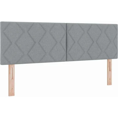 Image of vidaXL LED Headboard Diamond Blocks Design Light Grey 144 cm Fabric