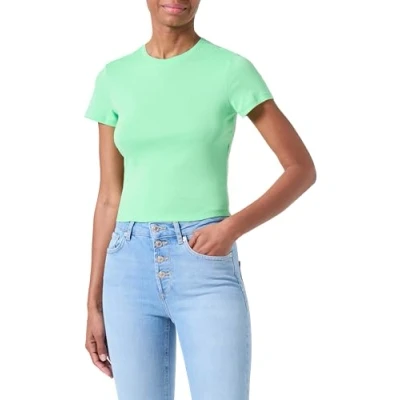 Image of ONLY Women&#039;s Onlelina S/S O Neck Short Top JRS T Shirt, Green, M