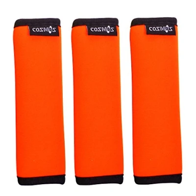 Image of Cosmos ® 3 PCS Comfort Neoprene Handle Wraps/Grip/Identifier for Travel Bag Luggage Suitcase (Fluorescent Orange), Fluorescent Orange, One size