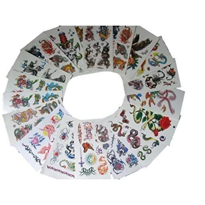 Image of 10 or 20 sheets Mens boys Black Celtic Chinese Dragons, skulls, scorpion, eagle, birds &amp; Tiger style Temporary Tattoos for parties, gifts, etc by Fat catz copy (20x tattoos)