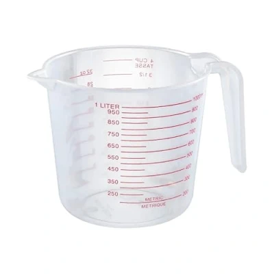 Image of Clear Plastic Measuring jug Cup for Baking Cooking 250ml/500ml/1000ml Cups Baking, Jam Maker, Rice Measuring, Pouring (1000ml)