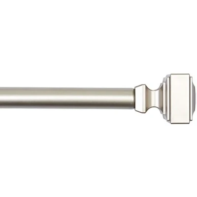 Image of Amazon Basics 2.54 cm Adjustable Decorative Curtain Rod with Square Finials, 183 to 366 cm, Nickel