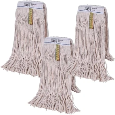 Image of 20L Industrial Mop and Bucket Set Commercial Kentucky Wringer Heavy Duty Cleaning For Schools Restaurants Shops Offices (3 x Mops)
