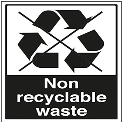 Image of V Safety Non Recyclable Waste Recycling Sign 300mm x 400mm Self Adhesive Vinyl