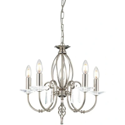 Image of Aegean 5 Light Chandelier Polished Nickel Finish, E14