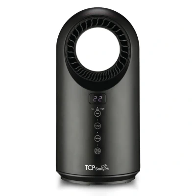 Image of TCP Smart Portable Bladeless Heater Fan 1500w Black with App, WiFi, 2 Heat Modes &amp; 1 Cool Mode, Voice Control Works Alexa, Google Home Siri Shortcuts, LED Display, Schedules Timers