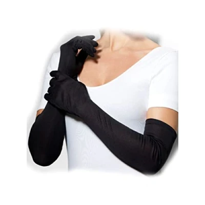 Image of Funidelia Long Black Gloves for men and women 20s, Cabaret, Gangster, Decades Accessories adults, fancy dress costumes &amp; props Halloween, carnival parties