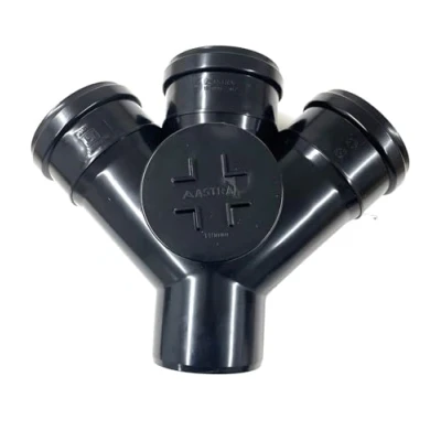 Image of 110MM Black Soil Waste Pipe and Ring Seal Fittings Push Fit Double Socket Y Branch Tee with Door