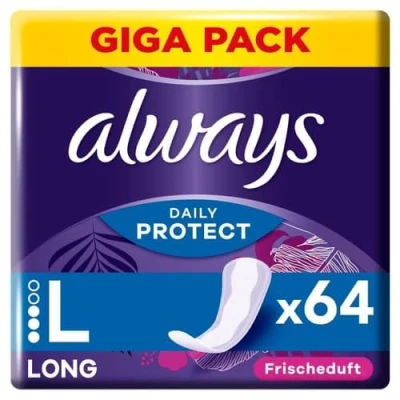 Image of Always Daily Protect Women&#039;s Long Pantiliners (64 Pads), Gigapack, with Fresh Fragrance, Suitable for All Panty Shapes, Breathable, Flexible