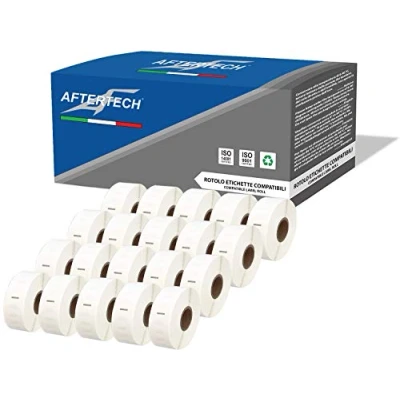 Image of Aftertech 20x 11352 25x54mm Compatible Adhesive Labels Rolls (500 Labels/Roll = 10000 Total) for Dymo LabelWriter Seiko SLP Printer Labeling Machines S0722520 20x11352
