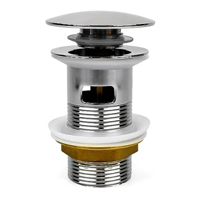 Image of Xcel Home Replacement Slotted Chrome Click Clack Basin Waste Brass Pop Up Sink Plug Standard G 1 1/4&quot; BSP Connection (Dome Waste)