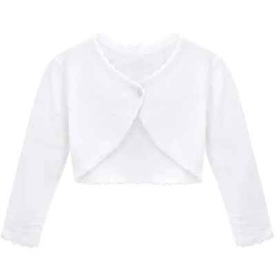 Image of Lilax Baby Girls&#039; Long Sleeve Cardigan Shrug White