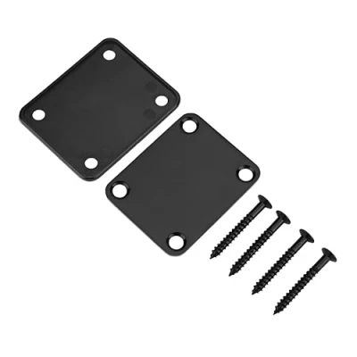 Image of Guitar Neck Plate, Steel Alloy Durable Reinforced Plate with Screws Parts for Electric Bass(Black)