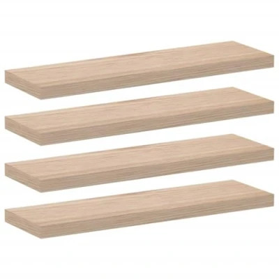 Image of vidaXL Floating Shelves 4 pcs Engineered Wood Wall Shelf Display Storage, Brown, 80x23.5x4 cm, Rectangular, Assembly Required