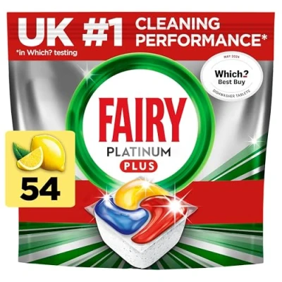 Image of Fairy Platinum Plus All In One Dishwasher Tablets Mrs Hinch&#039;s Limited Edition, Lemon, 54 Tablets, Our Best Cleaning For A Clean Like New, Removes Dullness &amp; Prevents Limescale