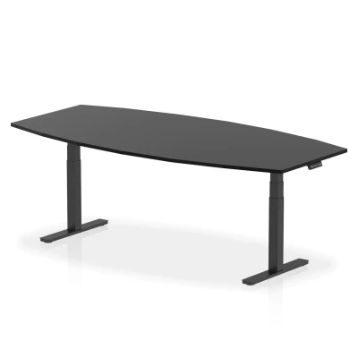Image of High Gloss 2400 Writable Boardroom Table Black/Black Height Adjustable