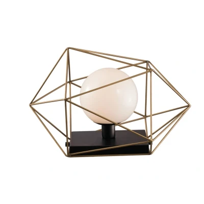 Image of Abraxas Globe Cage Table Lamp, Black, Gold, E27