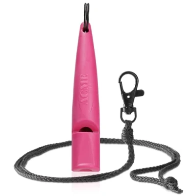 Image of ACME Dog Whistle No. 211.5 (Update 2023) with Free Band in Matte Black, Alpha, Ideal for Callback, Long Range, Frequency Standardised (Magenta)