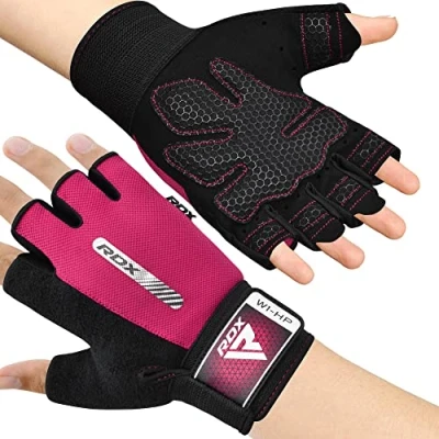 Image of RDX Weight Lifting Gloves Gym Fitness Workout, Anti Slip Padded Full Palm Protection, Ultra Ventilated, Bodybuilding Strength Training HIIT WOD Exercise, Half Finger Men Women Cycling Rowing Climbing