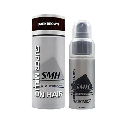 Image of Super Million Hair 40g Set (1 x Building Fibres &amp; 1 60ml Hard Mist) No.2 Dark Brown