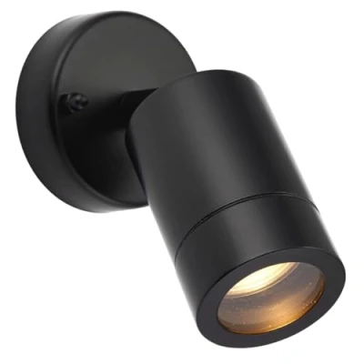 Image of Palin Matt Black Steel External Outdoor Security GU10 Adjustable Tilt Wall Spot Light IP44 Rated