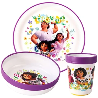 Image of Encanto 3pcs Reusable Bicolor Premium Kids Dinner Tableware Set Plate, Bowl &amp; Tumbler, BPA Free