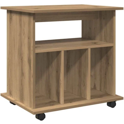 Image of vidaXL Rolling Cabinet Artisan Oak 60x45x60 cm Engineered Wood