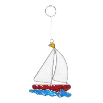 Image of Resin Sailboat Suncatcher: Seaside Charm Decor &amp; Ocean Holiday Souvenir Coastal Window Decoration by Something Different Wholesale
