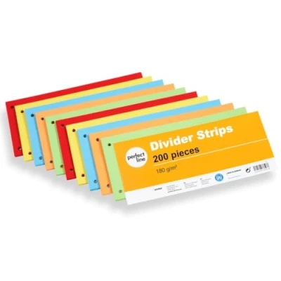 Image of perfect line 200 Divider Strips for A4 folders, dividers Ring Binders Made of Recycled Cardboard, in Germany, 5 Colours, Perforated