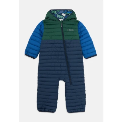 Image of Columbia Powder LITE Reversible Bunting Unisex Snowsuit for kids, Size: 0/3m, Coll navy/rain forest/mountain blue