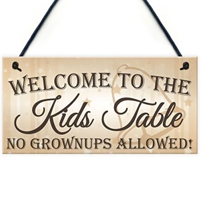 Image of RED OCEAN Kids Table No Grownups Novelty Hanging Wedding Decoration Plaque Childrens Sign