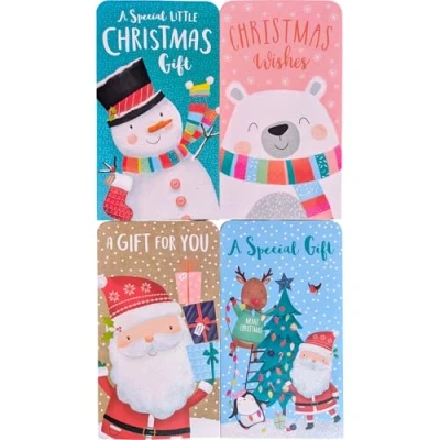 Image of 4 Kids Christmas Money Wallets &amp; Envelopes Glitter Characters (4)