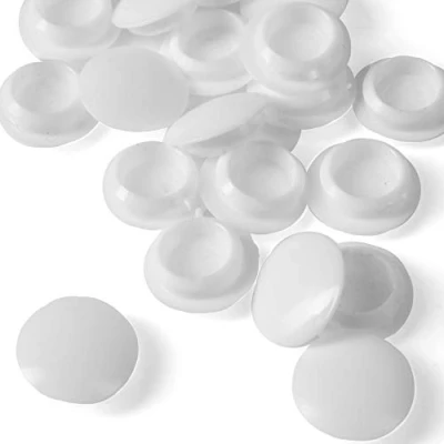 Image of 25x White Plastic Screw Cover Caps 8mm Push On Fit Covers Natural Colour for Furniture, Cabinets, Cupboards Etc