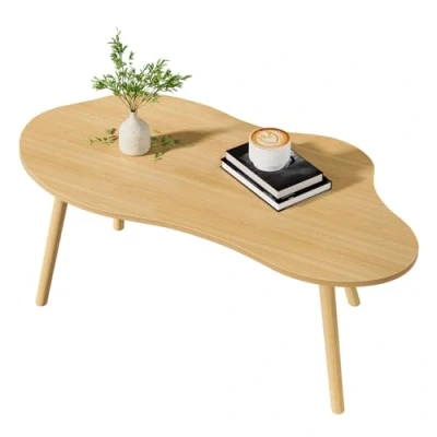 Image of Qiebenav Low Coffee Table,Solid Table Legs, Mid Century Modern Tables, Centre for Living Room, Tea Table, Side Department,Small Space 47.24&quot; x 15.75&quot; 16.34&quot;
