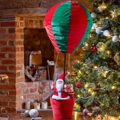 Image of Marco Paul Novelty Hanging Santa Claus Hot Air Balloon Christmas Decorations Large Plush Free Standing Decorative Father Decor for (Hot Santa)