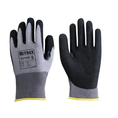 Image of Nitrex 241ND 18 Gauge Grey Cut Resistant Sandy Nitrile Coated Glove 10 Pairs Size 11