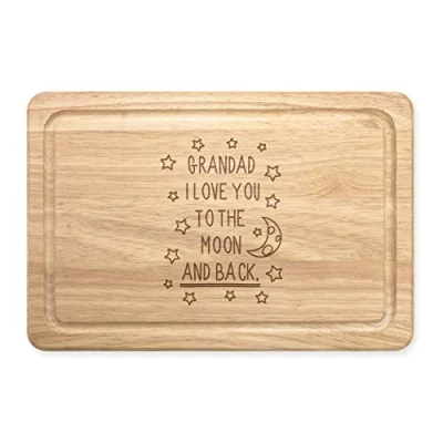 Image of Grandad I Love You to The Moon and Back Rectangular Wooden Chopping Board