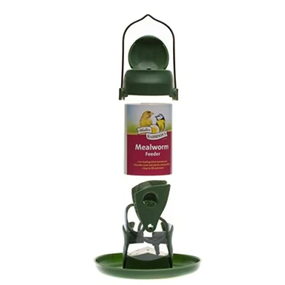 Image of Walter Harrison&#039;s Wild Bird Flip Top Green Hanging Mealworm Garden Feeder Small 22 cm