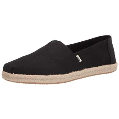 Image of TOMS Women&#039;s Alpargata Rope Loafer Flat, Black, 3.5 UK