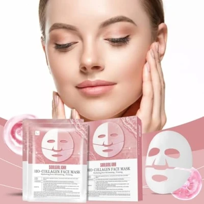 Image of Collagen Mask Deep Bio Face Anti Wrinkle Hydrating Masks Treatment Beauty for Firming, Bri_ghtening, Aging Repair, Korean (5Pcs)
