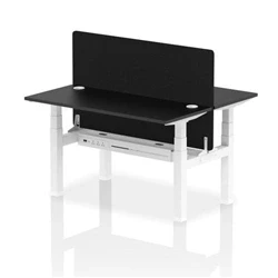 Image of Air B2B 1400x600mm Adjustable 2P Bench Desk CP Black/White + Screen