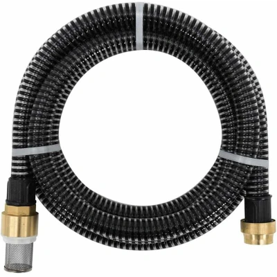 Image of vidaXL Suction Hose with Brass Connectors Black 1.1&quot; 10 m PVC