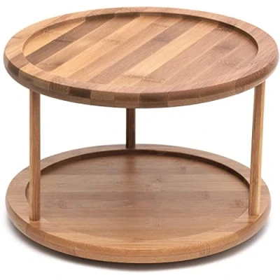 Image of Lipper International 8302 Bamboo Wood 2 Tier 10&quot; Kitchen Turntable