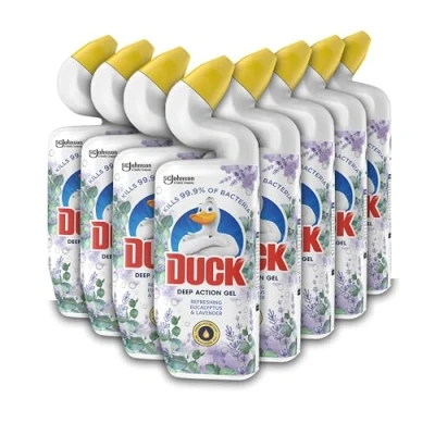Image of Duck Deep Action Toilet Cleaner, Sanitising &amp; Descaling Bowl Cleaning Liquid Gel, Eucalyptus Lavender, Pack of 8 (8 x 750ml)