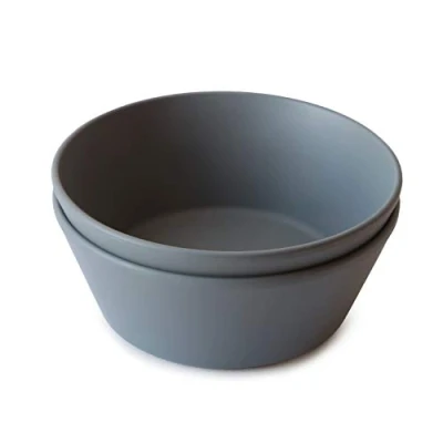 Image of Mushie Dinnerware Bowls for Kids Tableware 1x Set of 2 Reusable BPA Free Dishwasher &amp; Microwave Safe Made in Denmark Round (Smoke)